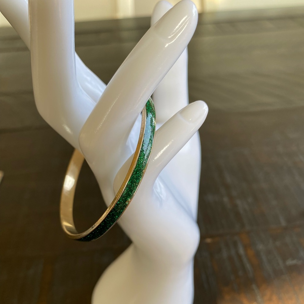 Green Glitter Enamel Small Bangle Bracelet
